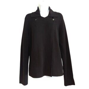 Eileen Fisher Women Silk Blend Asymmetrical Snap Luxury Staple Classic Sweater L